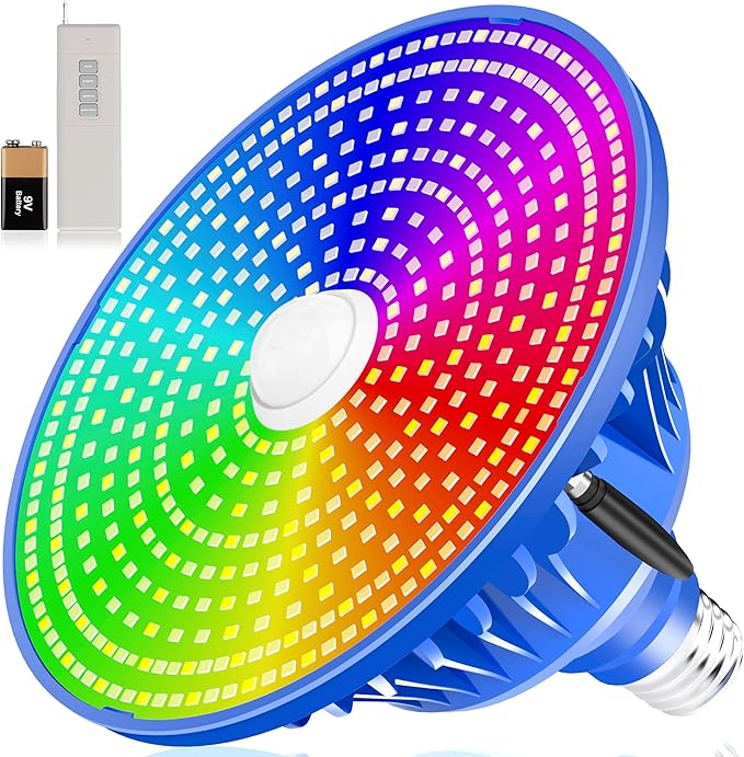 MORSEN LED Pool Lights for Inground Pool, Pool Light Bulb 120V Remote Control Color Changing Underwater Swimming Light, E26 E27 Replacement Bulb, Blue