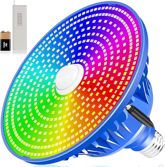 MORSEN LED Pool Lights for Inground Pool, Pool Light Bulb 120V Remote Control Color Changing Underwater Swimming Light, E26 E27 Replacement Bulb, Blue