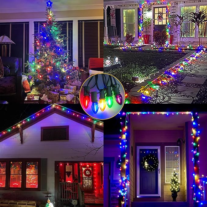 C7 LED Christmas Light Bulbs, 25 Pack Multicolor Replacement Bulbs, Shatterproof Edison C7 LED Light Bulb for Christmas Lights Night Light Chandelier Holiday Decor, E12 Candelabra Base, 0.6 Watt