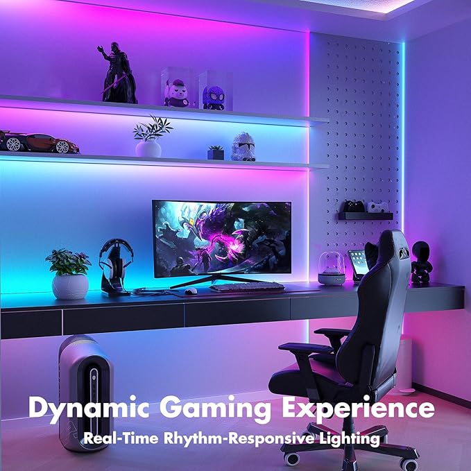 Led Lights for Bedroom 200FT Smart IC+RGB, Music Sync Color Changing Strip Lights, 24Key Remote+App Control Light Strip for BedHead,Underbed,Ceiling,Background Wall(2Rolls of 100FT)