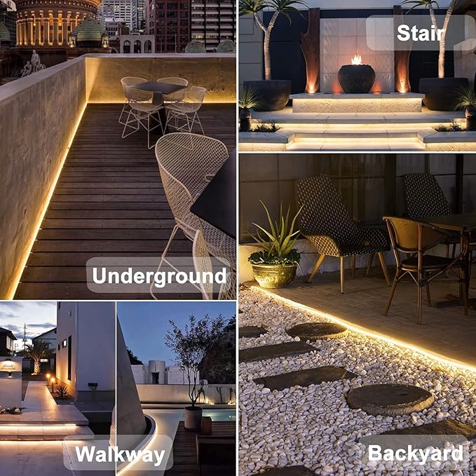 50Ft Solar Strip Lights Outdoor, Waterproof LED Light Strip Auto On/Off, Rechargeable Strip Lights 8 Mode with Remote Timer Acrylic Tape for Deck Patio Pool Pathway Camping Decor (Warm White)