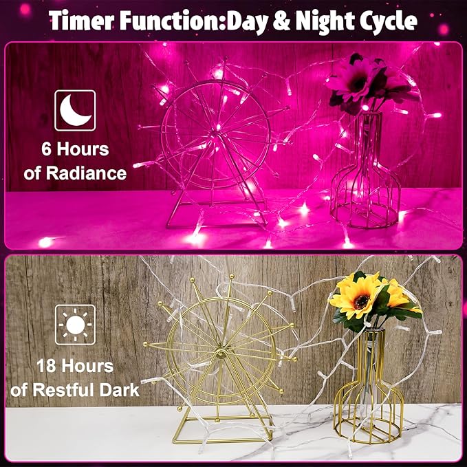 String Lights Outdoor Waterproof 9.8ft 30 LED, Pink Fairy Lights Battery Operated with Timer Clear Wire for Indoor & Outdoor Christmas Valentine's Day Decorations Garland Party2 Packs