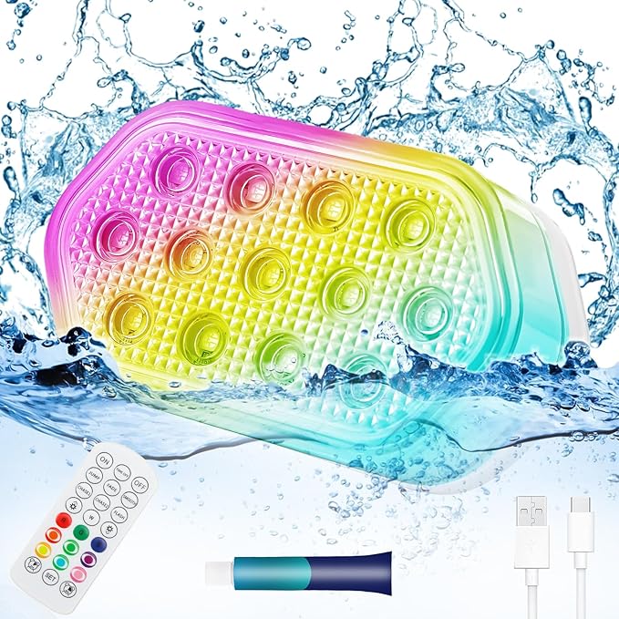 Pool Lights with Remote, 2600mAh Battery, IP68 Waterproof 16 Colors for Hot Tub & Inground Pool - 1 Pack