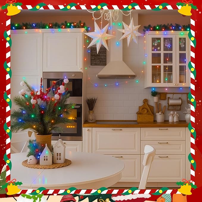 Macarrie 12 Pcs Christmas USB String Lights 33 ft 100 LED Fairy Lights Powered String for Christmas Indoor Outdoor Wedding Party Tree Festival Home Garden Decoration