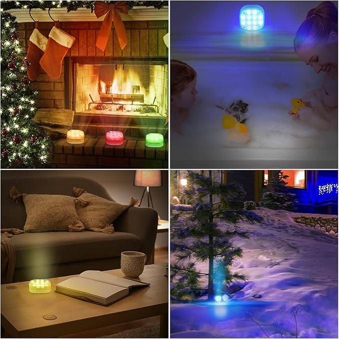 Rechargeable Pool Lights for Above Ground Pools, Led Lights for Inground Pool Waterproof, Submersible Led Pool Lights Underwater with Remote & Suction Cup 16 Colors Magnetic Pond Light 4 Sets