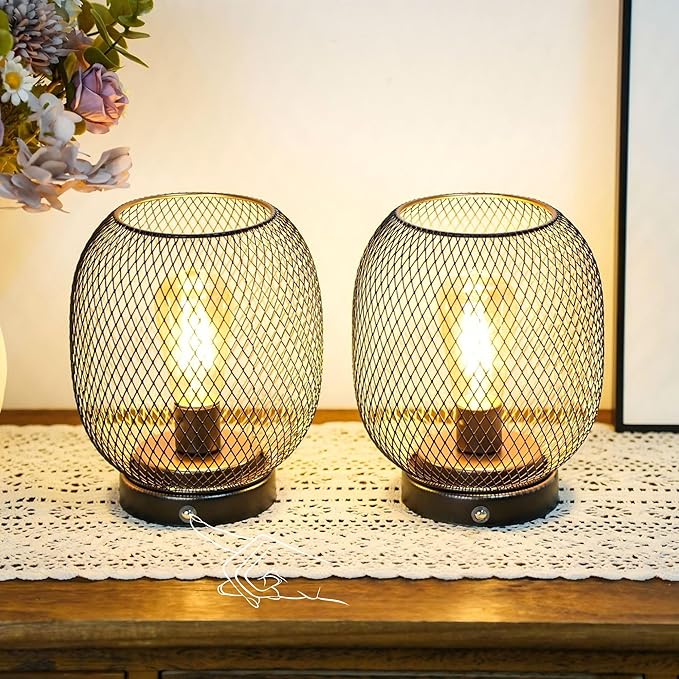 JHY DESIGN Dimmable Touch Lamp Set of 2 Bedside Table Lamp Rechargeable Battery Powered Light with LED Bulb Night Accent Light for Weddings Parties Patio Events for Indoors Outdoors