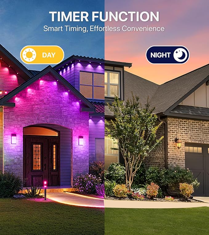 Permanent Outdoor Lights,50FT RGB+IC LED Lights with Smart APP & Remote Control, 72 Scene Modes, Waterproof IP65 for Holiday,Christmas,Yard Decorations(Extension Cord Not Included)
