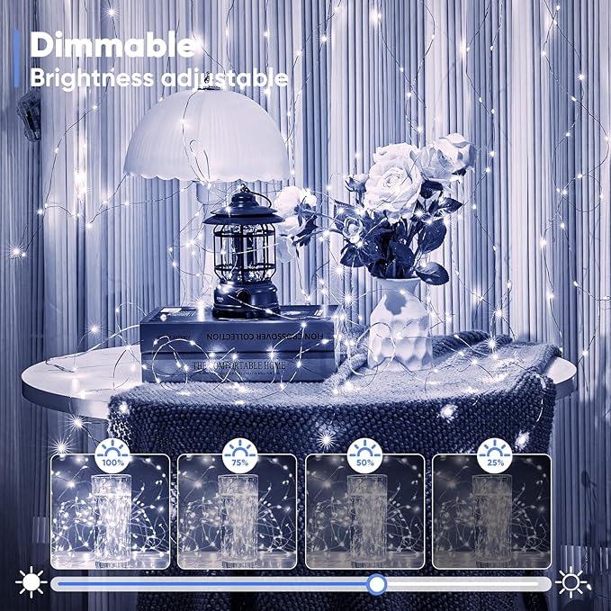 1 Pack 16.4 Ft. Battery Operated Outdoor String Lights with Remote & Timer, LED Cool White Fairy Lights, Waterproof Twinkle Lights for Bedroom, Dorm, Mason Jar, Wedding, Party, Christmas