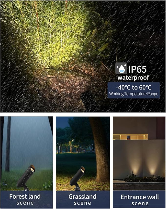 Outdoor Landscape Lighting, Mini Size Low Voltage LED Spotlight(2700K), IP65 Waterproof, with Quick Installation Accessories, for House Patio Garden Fence Tree Yard Plant Lawn Flags Use