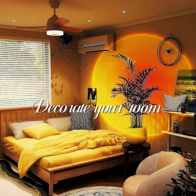 Sunset Lamp Led Lights for Bedroom Aesthetic Room Decor Night Light Living Room Sun Sunlight Projector Christmas Decorations Gifts Party Orange
