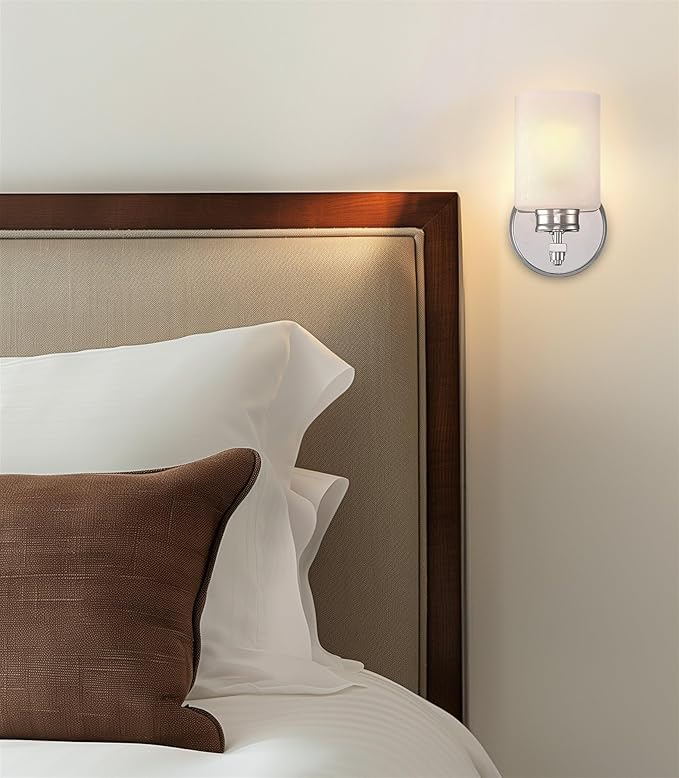 Kira Home Phoebe 8" Modern Wall Sconce/Vanity Light + Frosted Seeded Glass Shade, Chrome Finish
