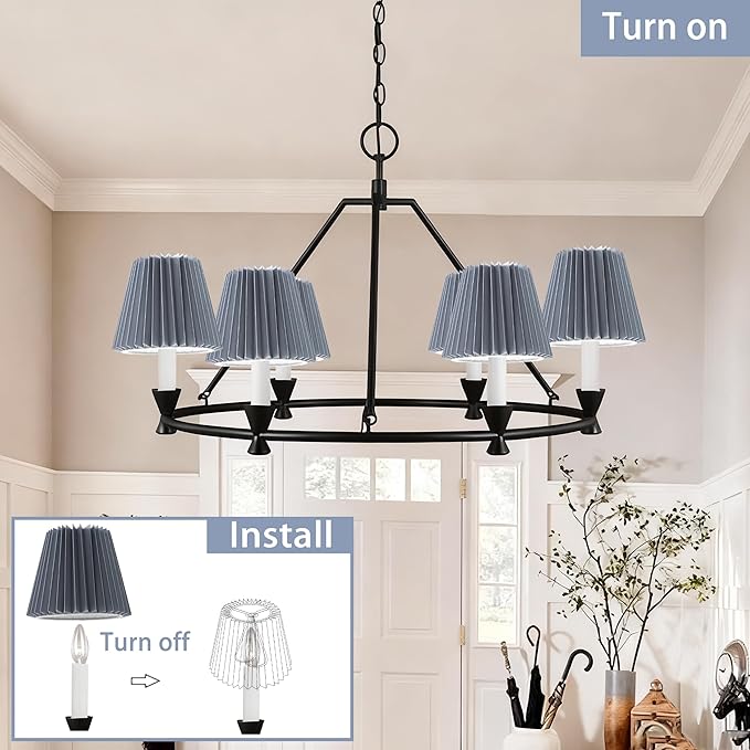 Small pleated lampshade chandelier shades set of 6. Lampshade for Wall Lamp.chandelier shades.small table lamps.For Cutting Edge bulbs.light bulb shade.chandelier light covers.4" X 5" X 6"