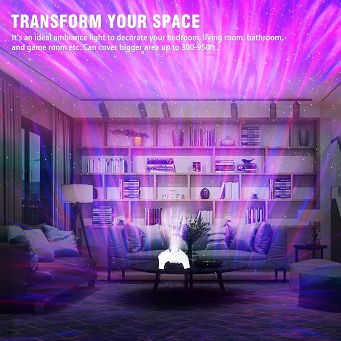 Star Projector, Vinwark Galaxy Projector, Northern Lights Aurora Projector for Bedroom with Music Bluetooth Speaker and White Noise, Starry Night Light Projectors for Kids Adults