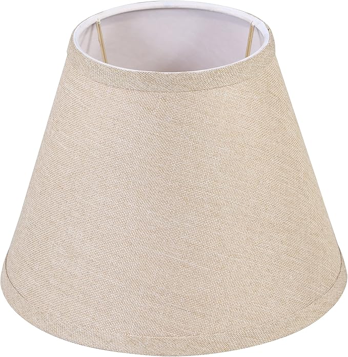 Aspen Creative 56028, Empire Uno Lamp Shade in Medium Brown Burlap Textured Fabric, 5" Top x 9" Bottom x 7" Slant Height, Slip UNO 33mm