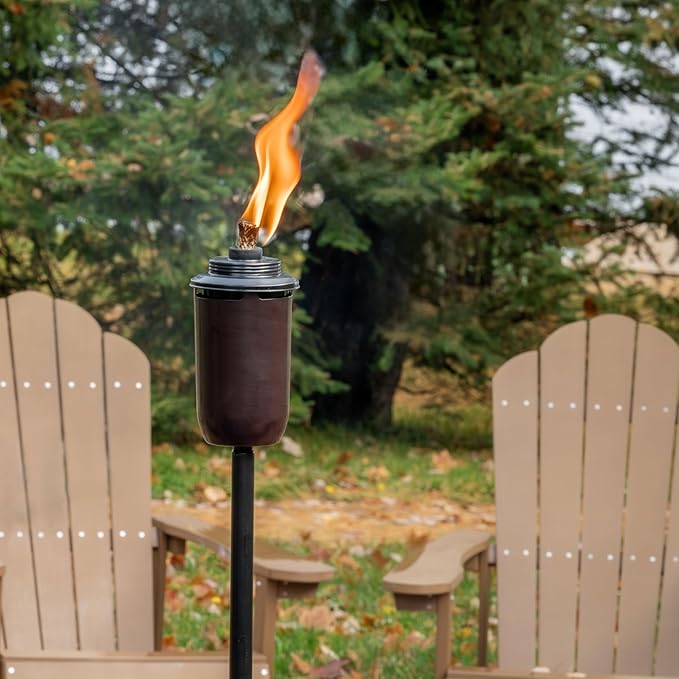 TIKI 2-Pack Honey Copper Outdoor Torches – Easy Install Decorative TIKI Torches for Patio, Backyard & Garden – Includes Long-Lasting Wicks & Snuffer, Weather-Resistant, Bronze
