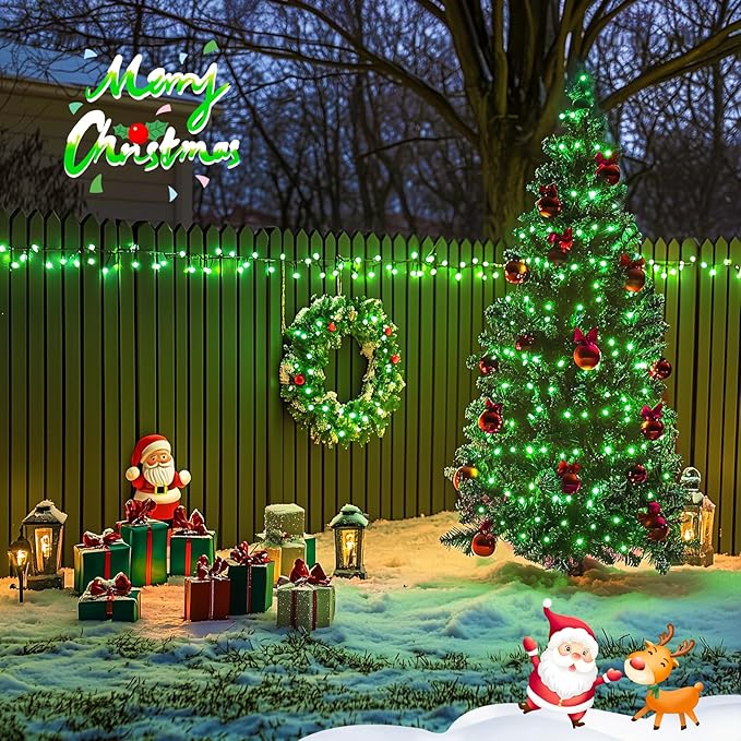 JMEXSUSS 500 LED Green Christmas Lights, 8 Modes St Patrick's Day Lights Outdoor Plug in, 173ft Green String Light for St Patrick's Day Party Xmas Tree Decorations