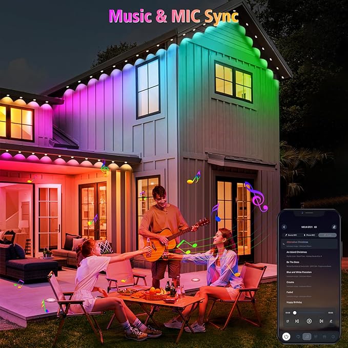 200FT Permanent Outdoor Lights, 120 LED Smart RGB Built in Chip Outdoor Eave Lights with App/Remote Control, 209 Scene Modes, IP67 Waterproof Outside Light for House Party Christmas Decor
