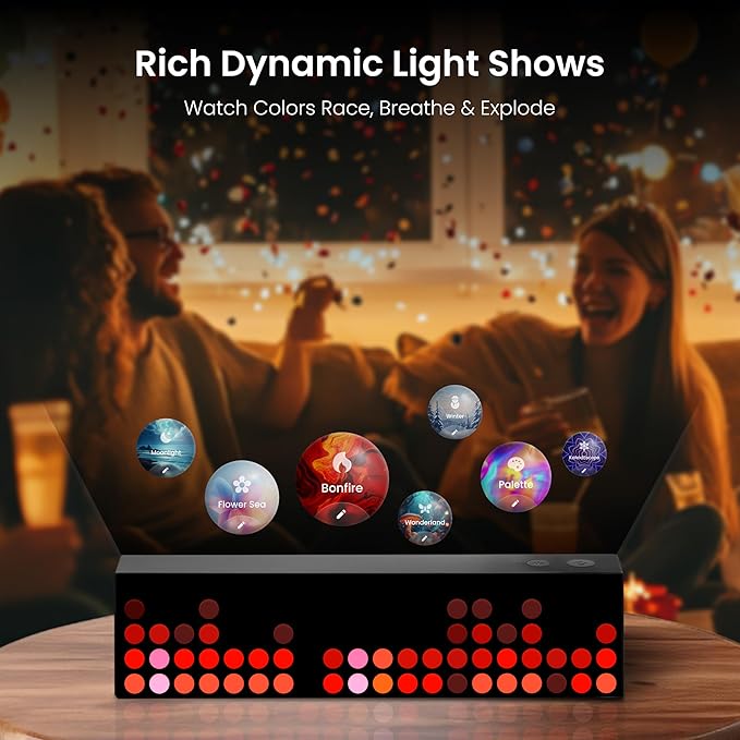 YEELIGHT Smart LED Pixel Table Lamp, DIY Desk Lamp 16M Colors, Music Sync RGB+IC Display for Clock/Emoji, Compatible with Alexa & Matter, App Control, 2.4GHz WiFi, Gaming Room & Bedroom Decor