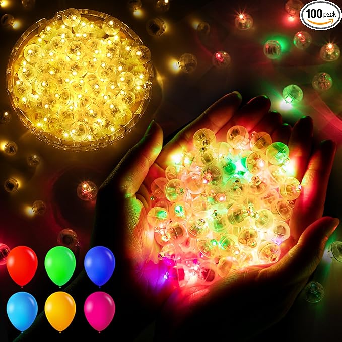 200pcs Balloon Lights Warm White+Rainbow Mini Led Lights Round Long Standby Time Ball Lamps Paper Lantern Balloon Liamps for Birthday Party Easter Christmas Halloween Decoration