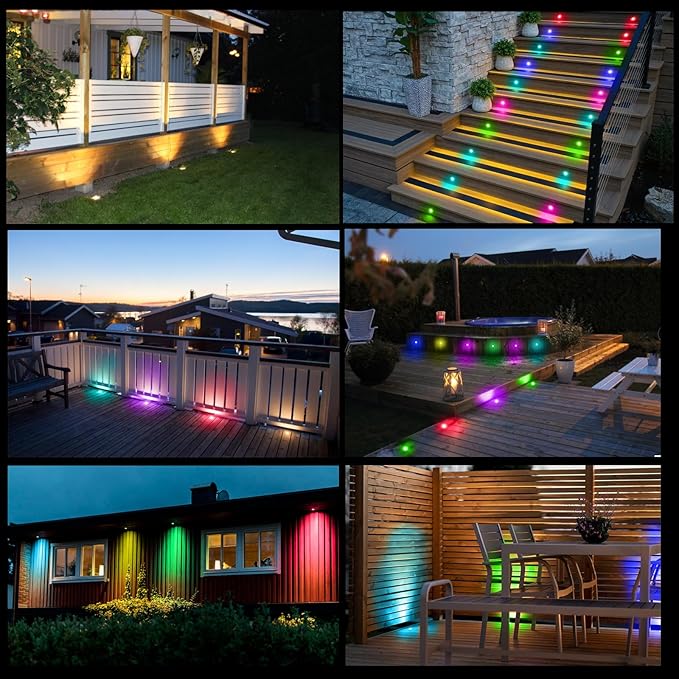 FVTLED Recessed LED Deck Lights Kit, Φ1.77 Low Voltage WiFi Pixel RGBW+IC Deck Lighting Work with Alexa/Google Home, IP67 Waterproof Outdoor Step Lights DC12V for Garden,Steps,Stair(30 Pack, Black)