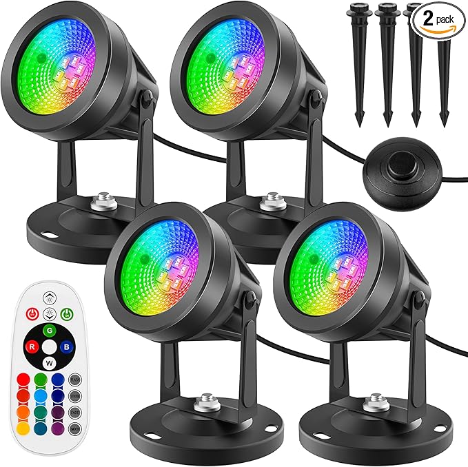 T-SUN RGBW Spotlights Indoor, Uplights Indoor Party Lights with Remote Control, 16 Colors Up Lights Floor Spotlight Accent Lighting for Plants Plantings Home Party Stage, Set of 4