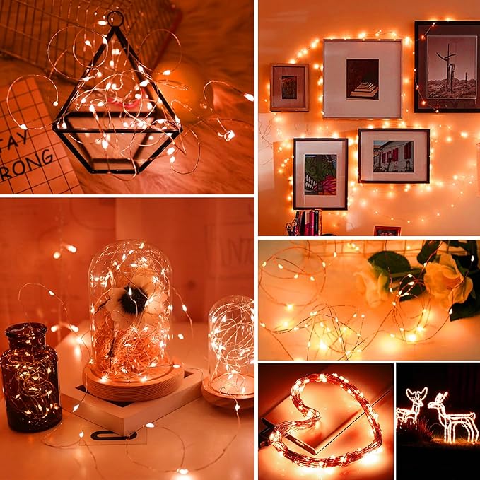 ZGWJ Fairy Lights Battery Operated, 50 Pack Twinkle String Lights 20 LED 7FT 3 Lighting Modes for Bedroom Decor, Easter, Halloween, Christmas, Party Indoor and Outdoor Decoration (Orange, 50PCS)