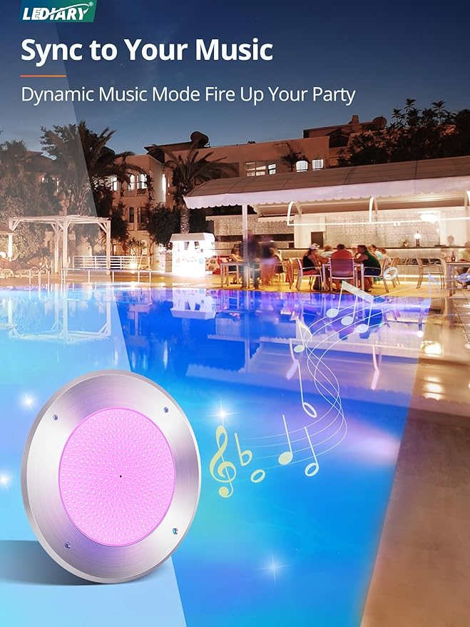 LEDIARY Pool LED Lights for Inground Pool, 120V 54W Underwater Swimming Pool Lights with 50FT Cord, RGB Multicolor, IP68 Waterproof Pool Underwater Light for 10" Wet Niches (Transformer Included)