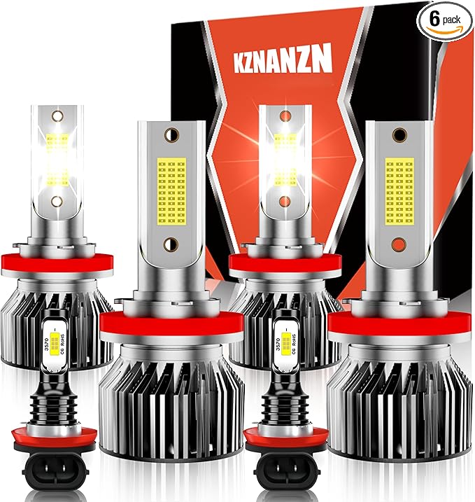 Car Light Bulbs Set Fit For Toyota Tacoma 2016 2017 2018 2019 2020 2021 2022 2023,High Low Beam Fog Light Bulbs Combo Pack,6500K White Plug and Play Car Driving Lights Bulb,IP68 6-Pack