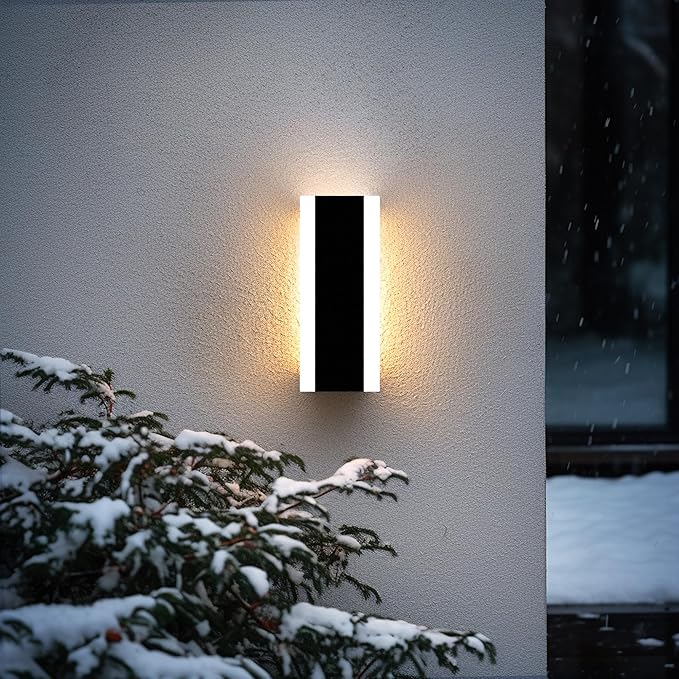 Outdoor Wall Light Fixtures Modern Long LED Wall Sconce Black Exterior Light Fixture Ip65 Waterproof Wall Lamp 10w 3000k Metal Rectangular Wall Lights For Villa Patio,Courtyard,Porch Bedroom,7.9''