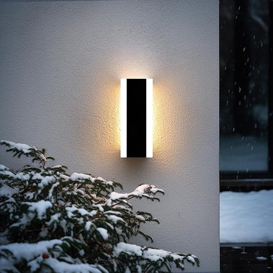 Outdoor Wall Light Fixtures Modern Long LED Wall Sconce Black Exterior Light Fixture Ip65 Waterproof Wall Lamp 10w 3000k Metal Rectangular Wall Lights For Villa Patio,Courtyard,Porch Bedroom,7.9''