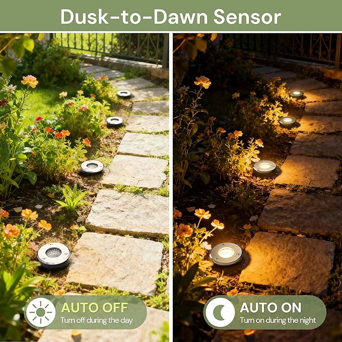 LOHAS Dusk to Dawn Low Voltage Landscape Lighting Warm White + RGB Modes, 6 Pack IP65 Outdoor In Ground Lights with Remote, Timer Color Changing Plug in Low Voltage Well Lights for Yard Garden Walkway