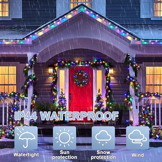 LAMPHOME Color Changing String Lights Plug in, 165Ft 500LED Warm White & Multicolor, Christmas & Easter String Lights Indoor Outdoor Waterproof, LED Tree Lights for Xmas Holiday Party Home Decor