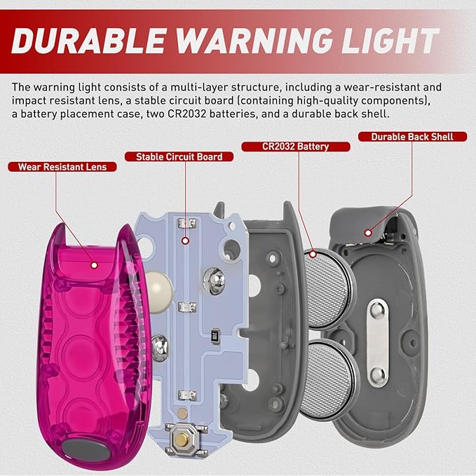 Nilight LED Safety Light 4PCS Pink Marine Navigation Bike Tail Lights Three Modes Waterproof Reflective Gear Clip On Flash Strobe Indicator Lamp for Night Boating Fishing Cycling Jogging