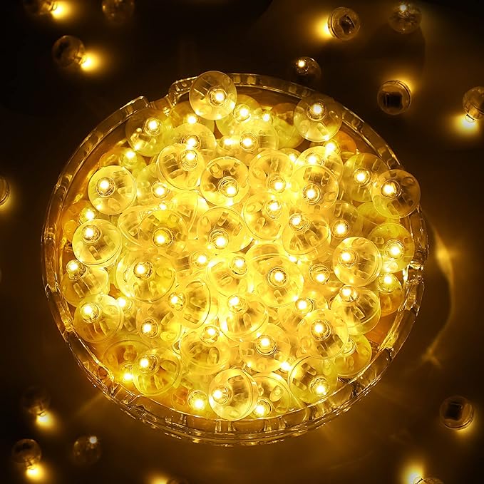 ZGWJ 100PCs Warm White Balloon Lights Mini, Battery Powered, Long Standby Time Waterproof Tiny Led Round Light for Paper Lantern Balloon Party Easter Eggs Wedding Christmas Halloween Decorations