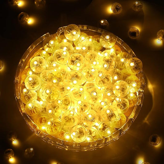 ZGWJ 50PCs Wram White Balloon Lights Mini, Battery Powered, Long Standby Time Waterproof Tiny Led Round Light for Paper Lantern Balloon Party Easter Eggs Wedding Christmas Halloween Decorations