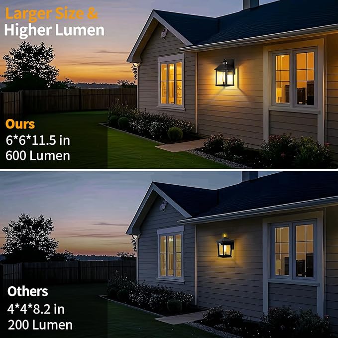 Solar Sconce Lights Outdoor Wall Mount Solar Porch Light Exterior Waterproof with 3 Lighting Modes and Motion Sensor 3000K Dusk to Dawn Wall Lantern for Garage Front Door Home Barn Shed House 1Pack