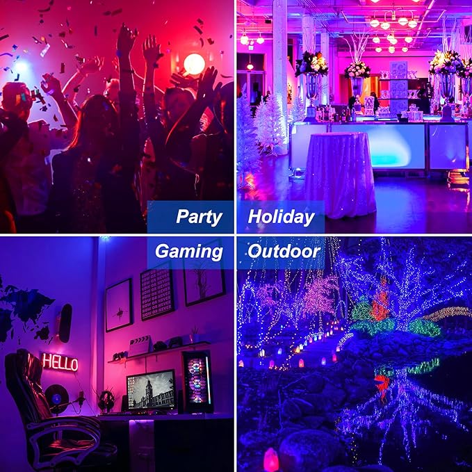 RGB LED Flood Light Outdoor 1000W Equivalent, 100W Bluetooth RGBCW Smart Floodlights 2700K, 16 Million Color Changing, Timing, Music Sync, IP66 Waterproof Landscape Light with US Plug (2 Pack)
