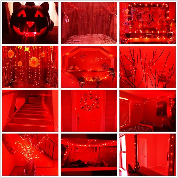 Valentines Day Decoration Red Fairy Lights Battery Operated, 7Ft 20 LED String Lights Lights, Diwali Halloween Lights for Indoor Outdoor Home Holiday Wedding Decorations-2Pack