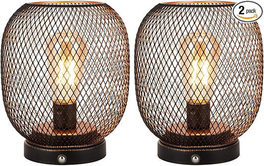 JHY DESIGN Dimmable Touch Lamp Set of 2 Bedside Table Lamp Rechargeable Battery Powered Light with LED Bulb Night Accent Light for Weddings Parties Patio Events for Indoors Outdoors