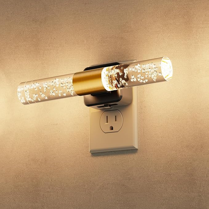 L LOHAS LED Rotating Night Light, Night Lights Plug into Wall, Auto Light Sensor Nightlight Dimmable 100LM, 3000K Soft Light, LED Acrylic Bubble Nightlight Plug in for Bedroom Bathroom Hallway, 1 Pack