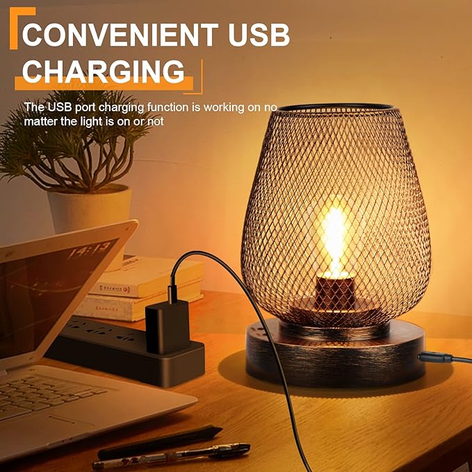 UBright 2 Pack Rechargeable Table Lamp Cordless Table Lamp Battery Operated Lights Metal with 4 Lighting Mode Indoor Outdoor Lights for Patio Bedroom Living Room (Bulb Included) Bronze