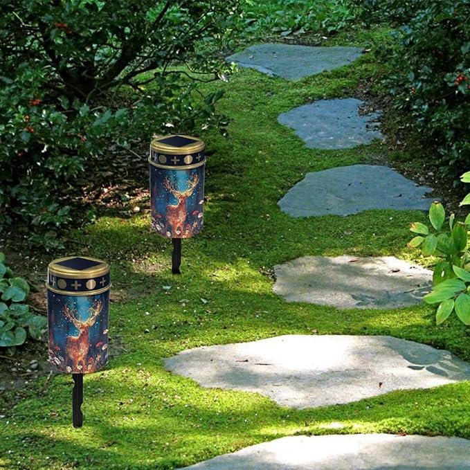 Christmas Prayer Cemetery Solar Lights for Grave Cemetery Deer Candle Lamp Solar Powered Landscape Lights Christmas Decorations