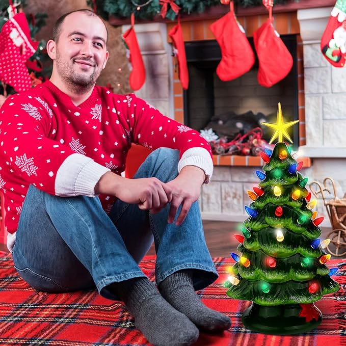 WILLBOND 6 Pieces Ceramic Christmas Tree Star Replacement Light Ceramic Tree Star Ornament Christmas Replacement Light Bulbs Accessories(Yellow)