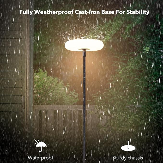 Outdoor Floor Lamp, 100% Solar Powered Floor Lamp for Patio Decks Lawn Pool Garden Outdoor Spaces, Fully Weatherproof