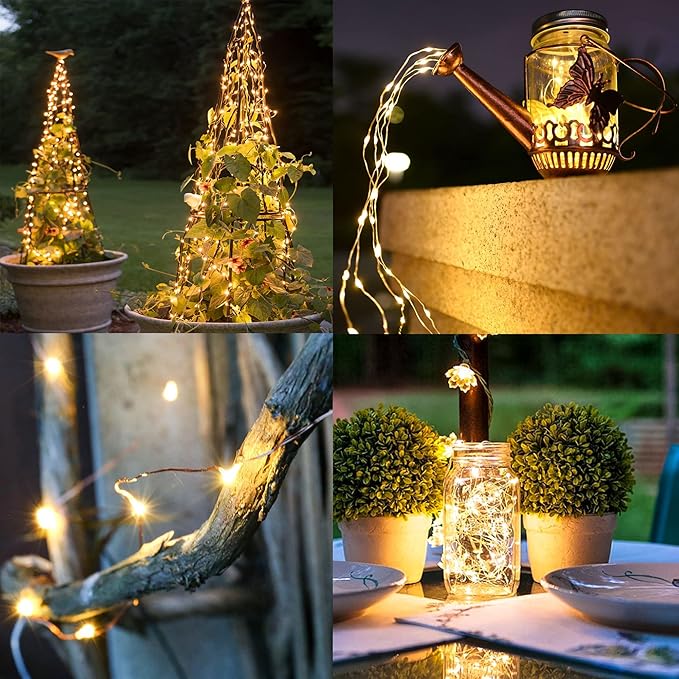 TW SHINE Warm White Solar String Lights Outdoor, Total 80 FT 240 LED Solar Powered Waterproof Fairy Lights 8 Modes Copper Wire Lights for Christmas Party Tree Wedding Yard Decorations, 2 Pack
