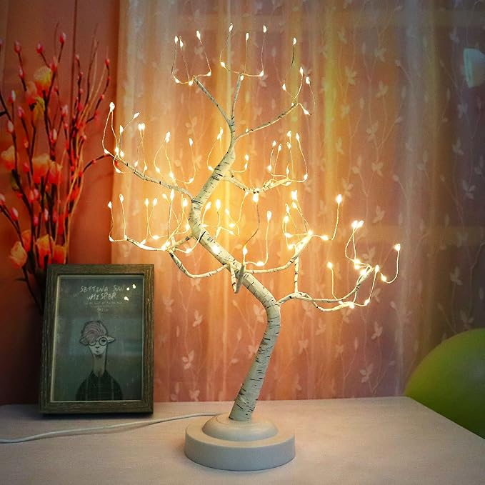 108 LED Birch Tree Lights 20 Inches Artificial Tabletop Fairy Tree Lamp Eight Lighting Modes USB or Battery Operated with Timer Decor for Bedroom Living Room Wedding Christmas Easter (Warm White)