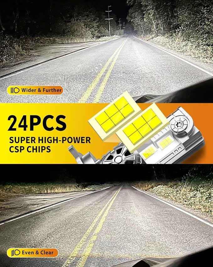 Upgraded H4/9003 Light bulb Hi/Low Beam,50000LM 900% Super Brighter, 6500K Cool White, HB2 Fog Light Bulbs with Cooling Fan, 1:1 Mini Halogen Size, Plug and Play, Pack of 2