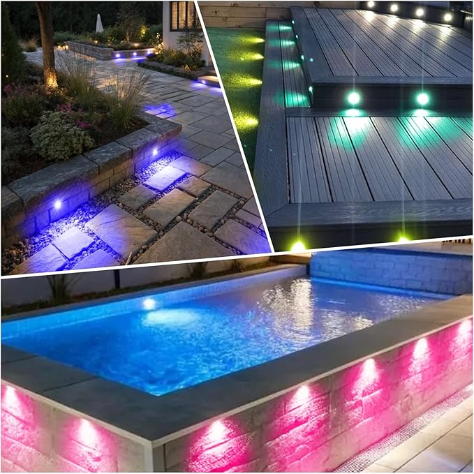 FVTLED WiFi LED Deck Lights Kit, 20 Pack D35 RGB Low Voltage LED Stair Step Light Outdoor IP65 Waterproof Recessed Deck Lighting, Compatible with Alexa Google Home, Bronze