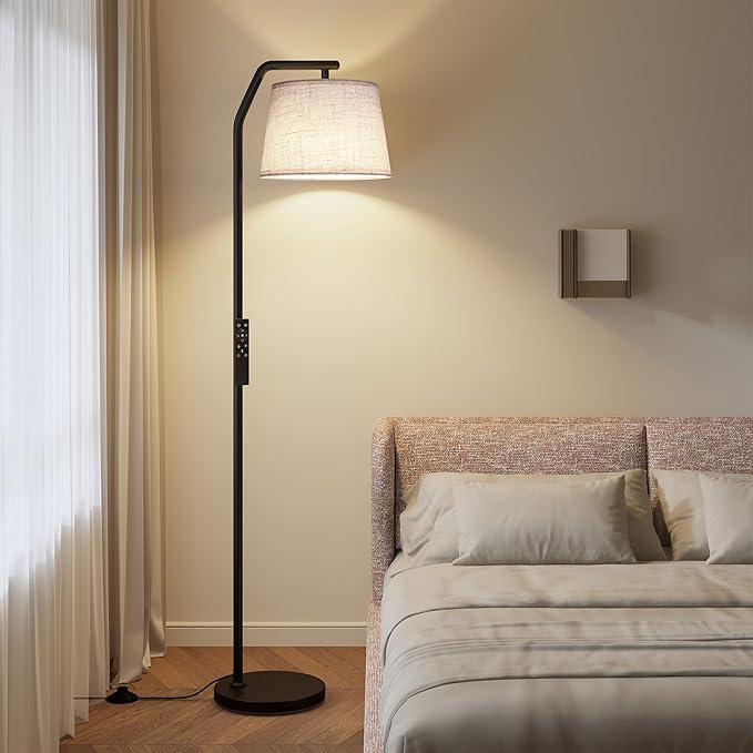 SUNMORY Floor Lamps for Living Room, Tall Standing Lamp with Romote Control & Stepless Dimmable Bulb, Modern Floor Lamp with Adjustable Lampshade, Arc Lamp for Bedroom Office