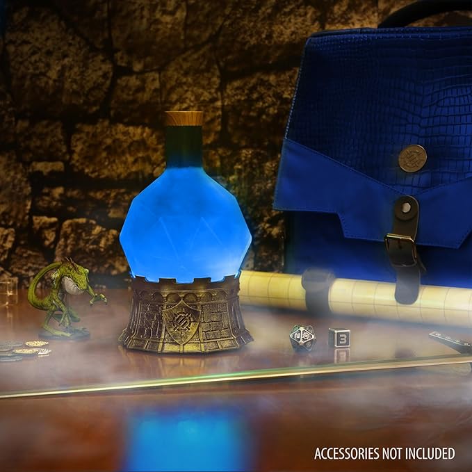 ENHANCE Gaming Sorcerer's Mana Potion Light with Swirling Mystical Brew - Potion Bottle Mood Light Prop for Tabletop Game Immersion, Playroom, Desk Decor - Soft Glowing Whirling Goblet (Blue Elixir)